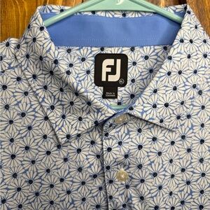 Footjoy Daisy Print Short Sleeve Performance Woven Golf Shirt, Men’s XL
